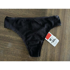 Natori Bliss Bare Cotton Thong Panty NWT 771346 Black XSmall